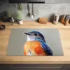 Kleurrijk - Vogeltje - Veren - Blauw Inductie beschermer vinyl 3mm klein -sfeer5