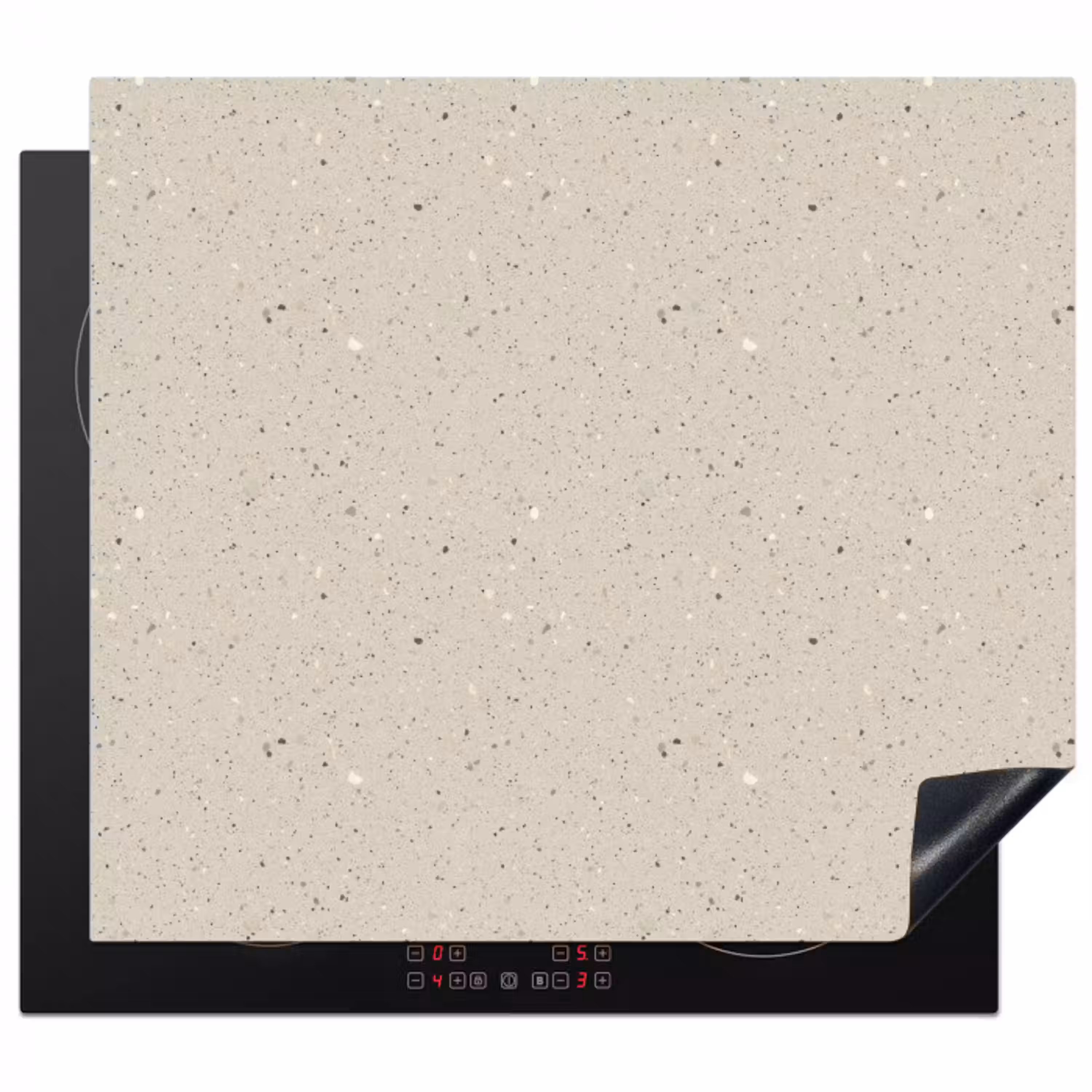 Lichtbeige - Terrazzo - Grijs Inductie beschermer vinyl 3mm middel 274 -3d