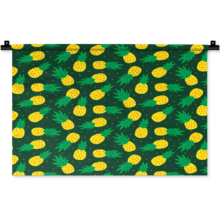 Donkergroen - Ananas - Bladeren Wandkleed katoen klein 269 -zz3d