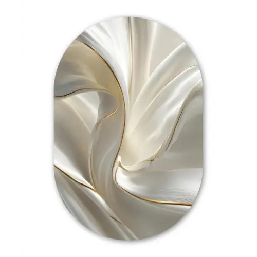 Stof - Plooien - Goud Wandcirkel Ovaal Forex klein -3d