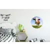Koe - Dieren - Bloemen - Gras Wandcirkel aluminium klein -kinderkamer