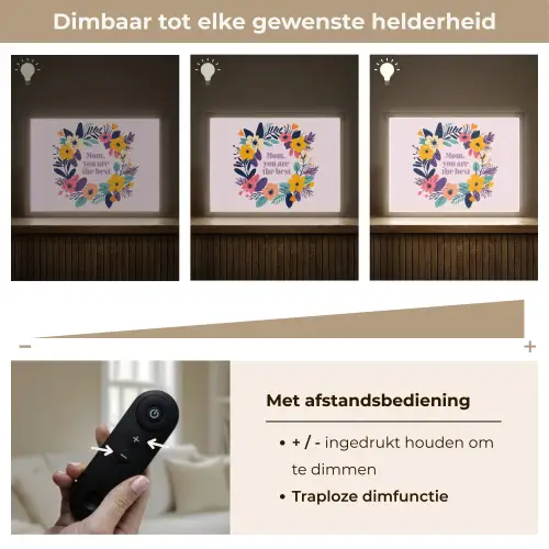 Bloemenkrans - Kleurrijk - Moeder Light Box met batterij (Wandlamp) middel -USP_dimbaarNL