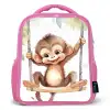 Aap - Dier - Kinderen - Jungle Kinderrugzak - Roze middel -3d