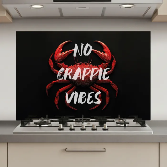 Krab - Rood - Tekst - Zwart keuken achterwand spatscherm klein -3d_website