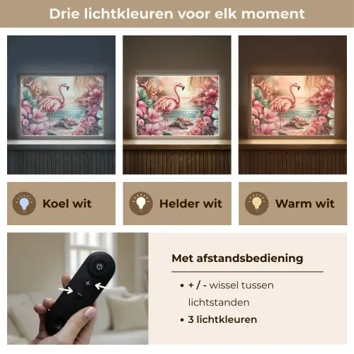 Flamingo - Schildpad - Roze Light Box met batterij (Wandlamp kind) middel -USP_lichtkleurNL