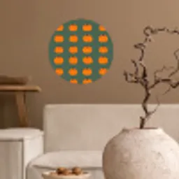 Pompoen - Patroon - Oranje Wandcirkel behangsticker klein 186 -sfeer1