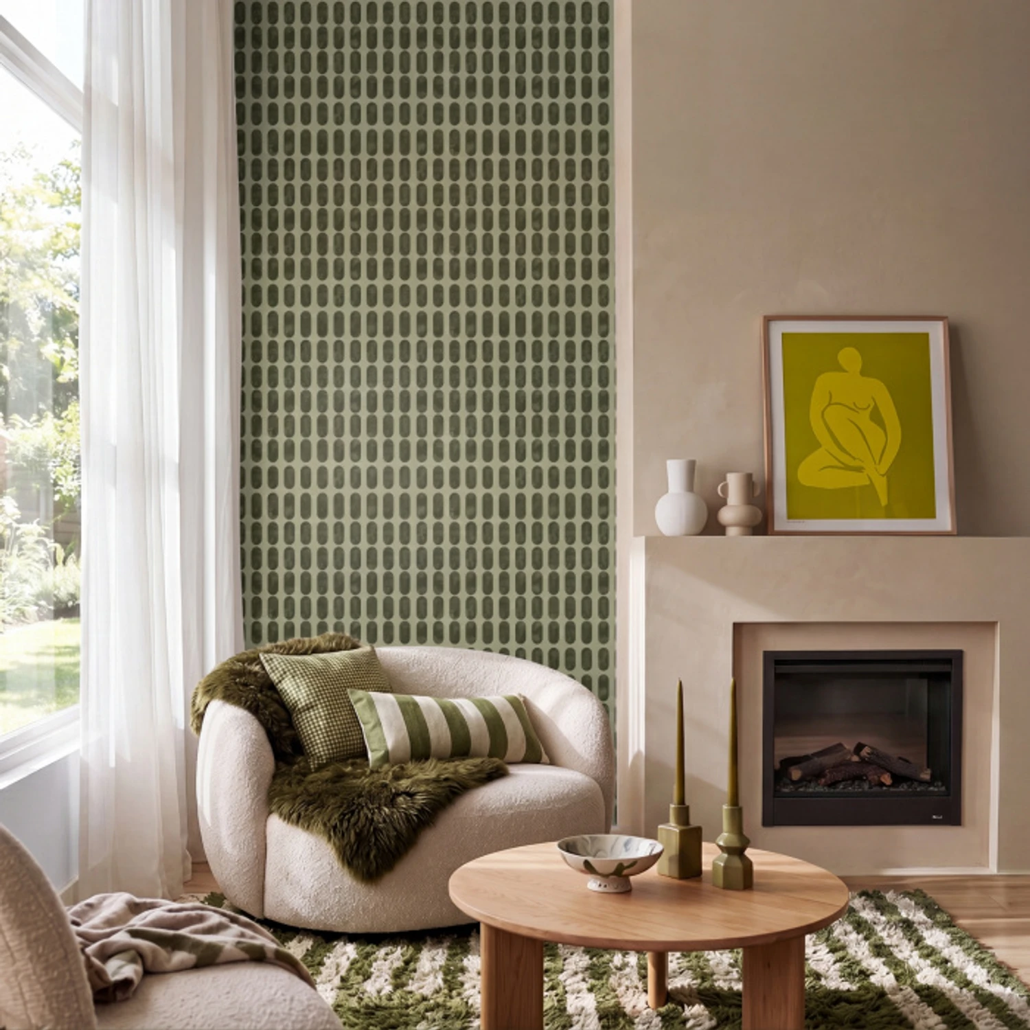 Ritmisch - Effect - Groen Behang Vinyl klein 1060 -sfeer2