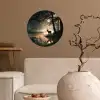 Hert - Bosbeek - Mystiek Wandcirkel behangsticker klein -sfeer1