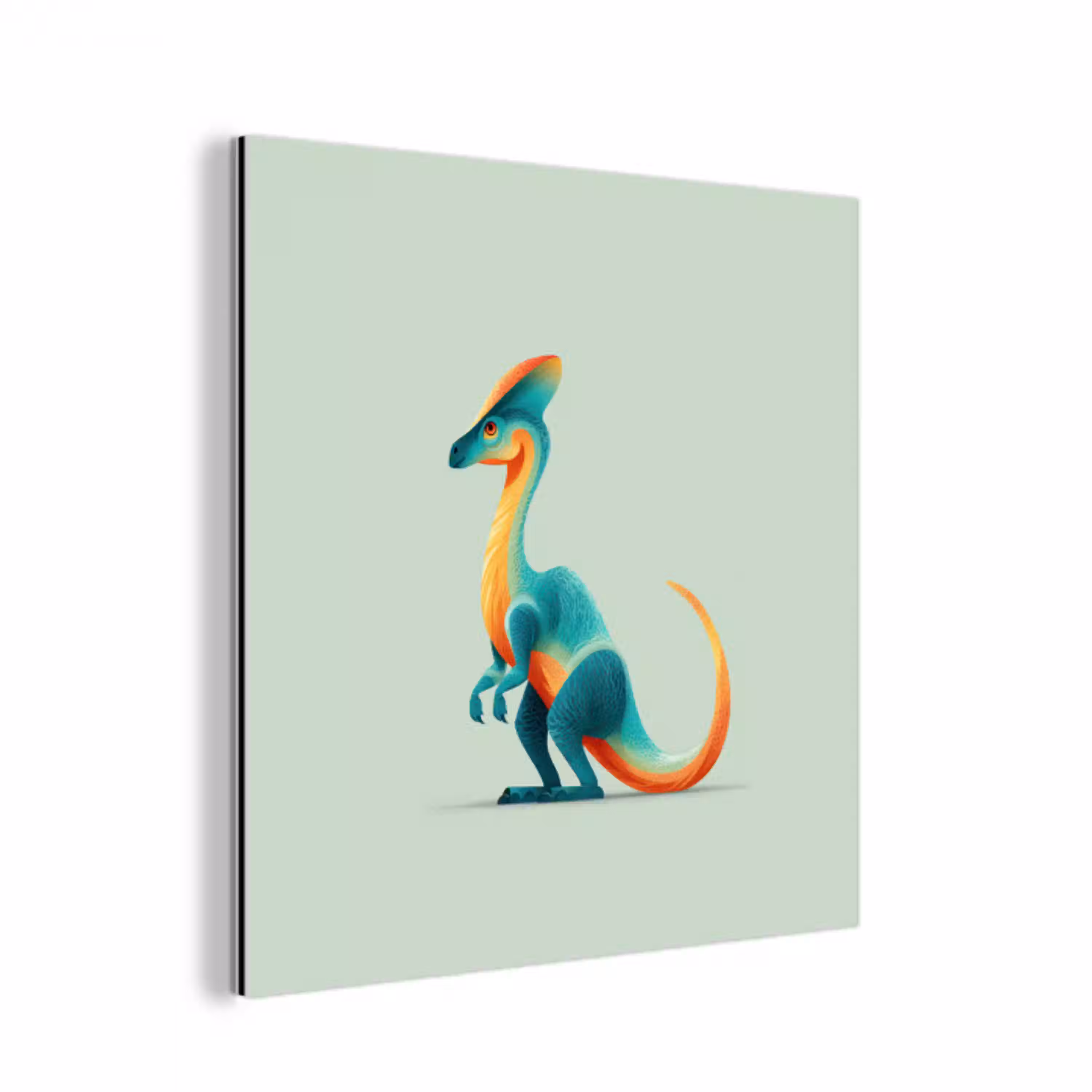 Staart - Dino - Minimalistisch - Blauw aluminium wit klein -3d