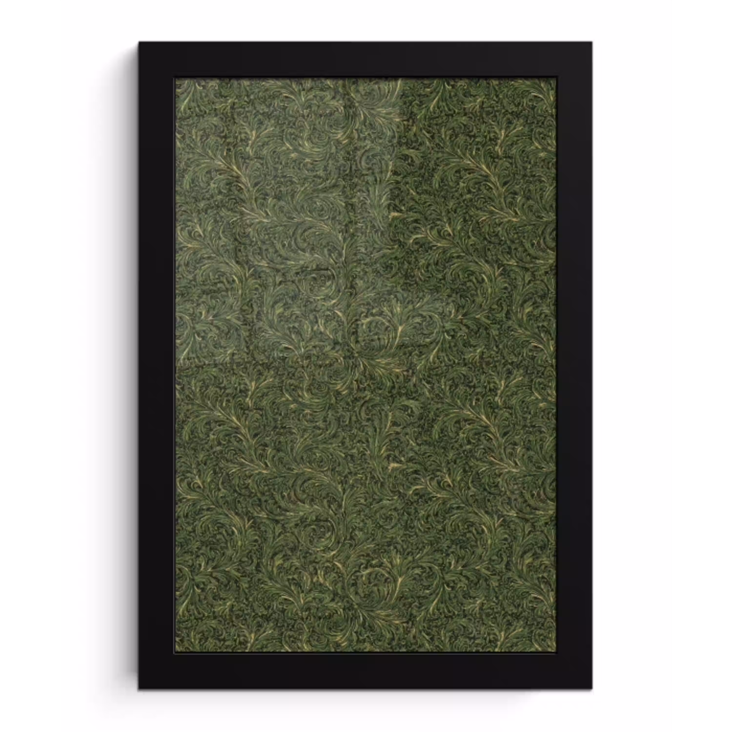 Donker - Groen - Krullend - Botanisch fotolijst zwart zonder passe partout klein 224 -3d