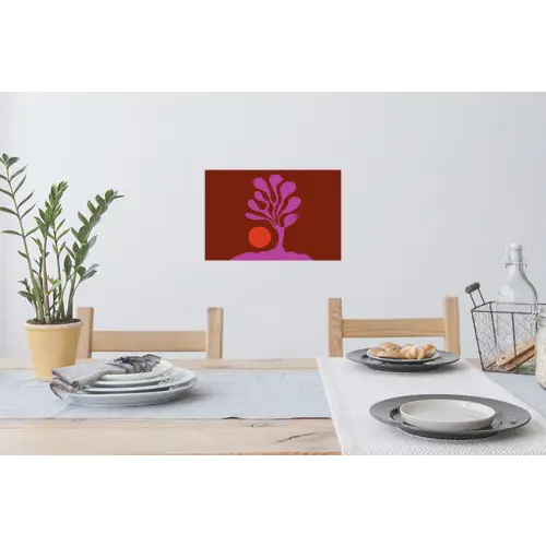 Boom - Paars - Cirkel - Vloeiend Muursticker klein -eettafel