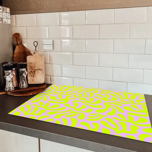 Organisch - Lila - Groen - Patroon Inductie beschermer vinyl 3mm klein 276 -sfeer3