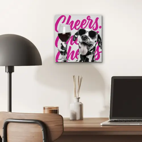 Cheers - Hond - Roze - Wijn aluminium wit klein -sfeer5