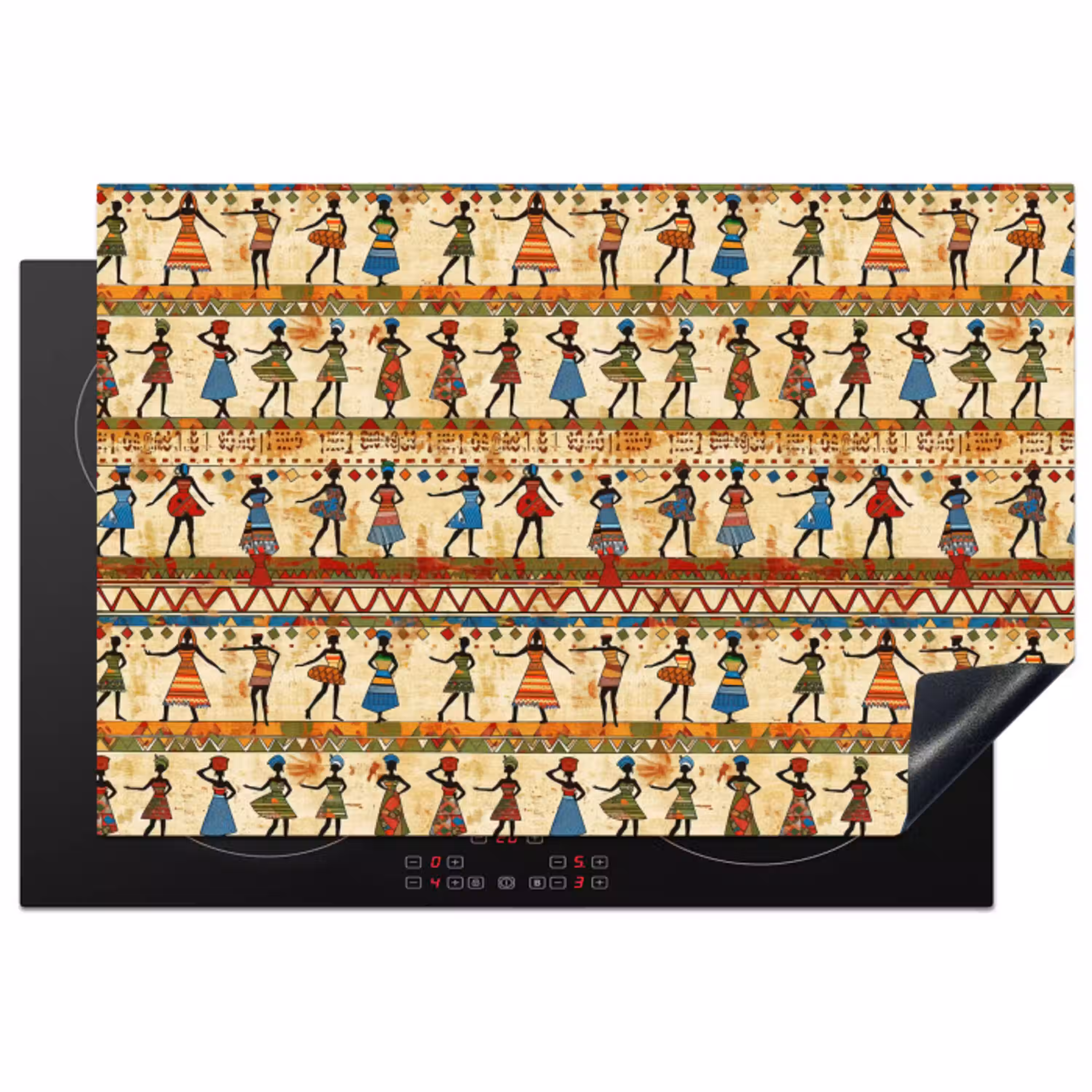 Kleurrijk - Afrikaans - Etnisch - Dansende Vrouwen - Patroon Inductie beschermer vinyl 3mm klein 276 -3d