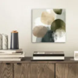 Minimalistisch - Cirkels - Penseelstreken - Beige aluminium wit klein -sfeer1
