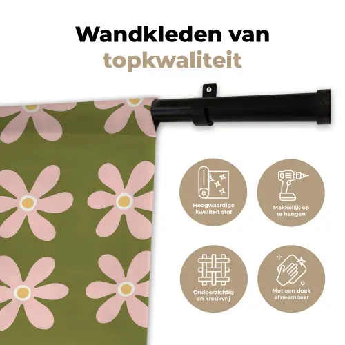 Bloem - Modern - Groen Wandkleed katoen klein 269 -sfeer2