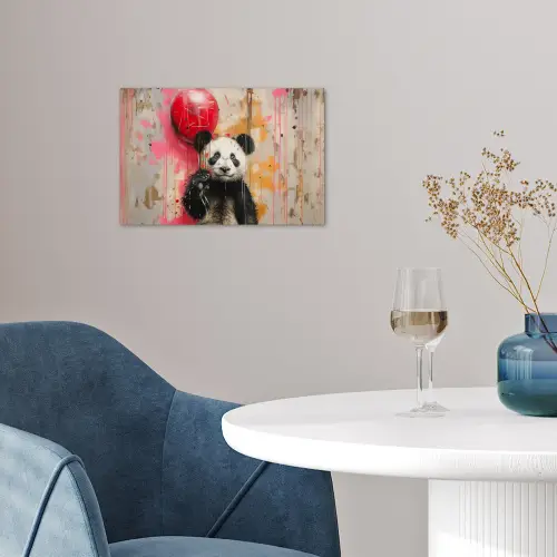 Graffiti - Panda - Ballon - Street art - Banksy poster papier klein -sfeer3