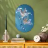 Lelies - Blauw - Glazen Wandcirkel Ovaal Forex klein -sfeer2