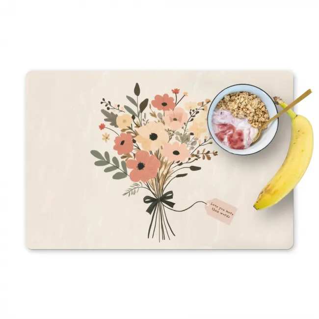 Bloemen - Quote - Beige - Lint Placemat vinyl groot -zzzproduct_Kitchenyeah-website