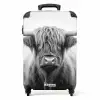 Schotse hooglander in zwart wit NBS - Handbagage koffer - Unisex middel -productfoto_recht