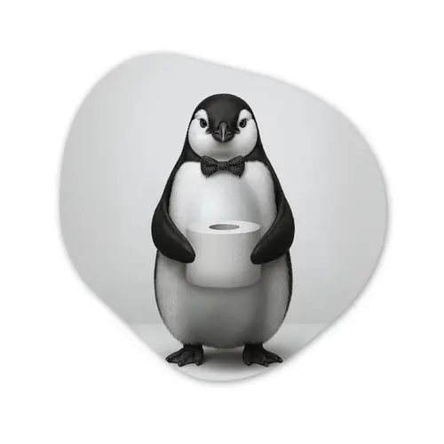 Pinguïn - WC rol - Wit Wandcirkel Organisch Aluminium middel -3d