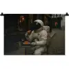 Café - Croissant - Koffie - Astronaut Wandkleed katoen klein -zz3d