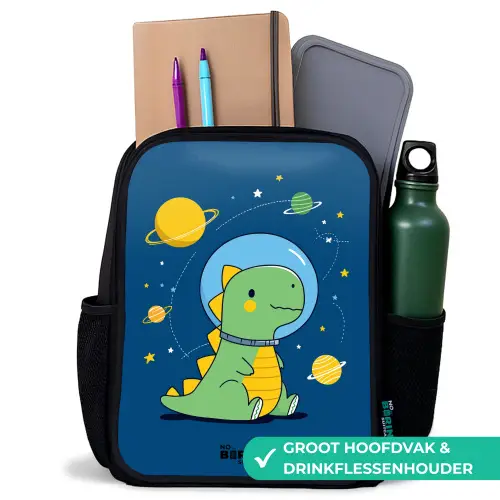 Dino - Planeet - Ster - Blauw Rugzak - Zwart middel -inhoud_NL