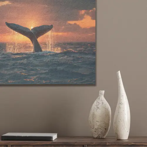 Walvis staart - Water - Zonsondergang PET vilt klein -sfeer6_closeup