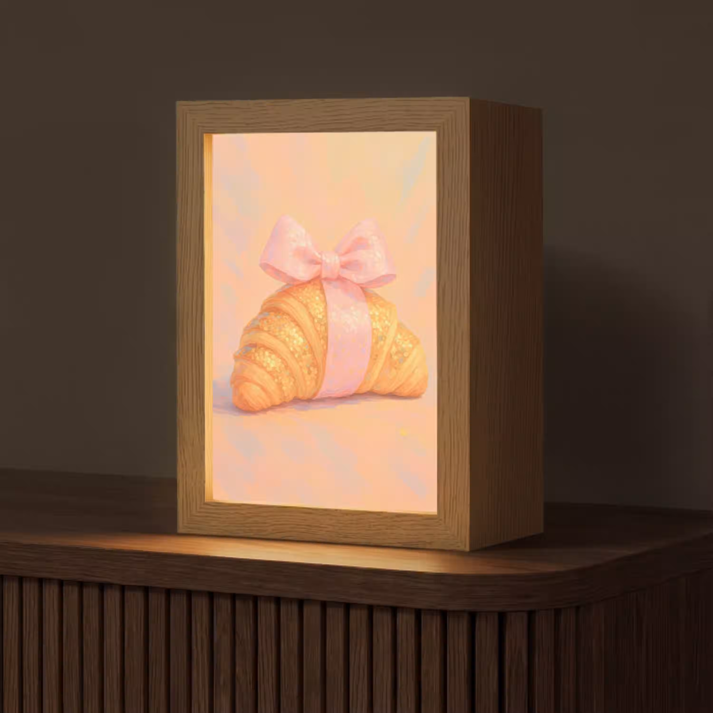 Croissant - Strik - Roze Light Box met kabel (Tafellamp) klein -z3d_website