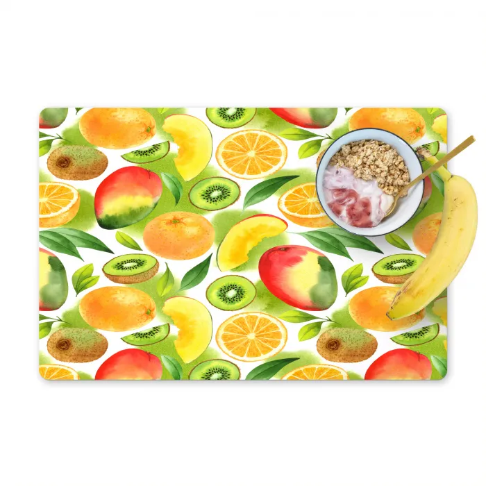 Kiwi - Sinasappel - Mango - Perzik Placemat vinyl groot 368 -zzzproduct_Kitchenyeah-website