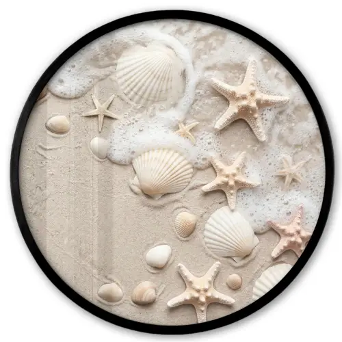 Schelpen - Zeesterren - Strand Fotolijst rond zonder passe partout klein -3d