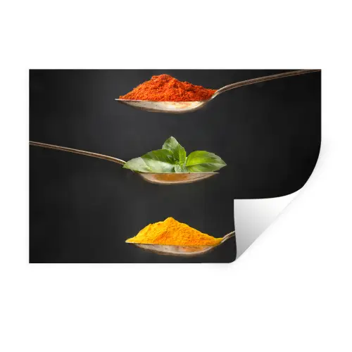 Kruiden - Lepel - Specerijen - Zwart - Italiaans Muursticker klein -3d