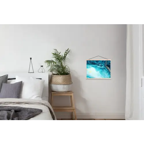 Marmerlook - Blauw - Goud - Luxe - Glitter - Marmer textielposter latten blank klein -woonkamer