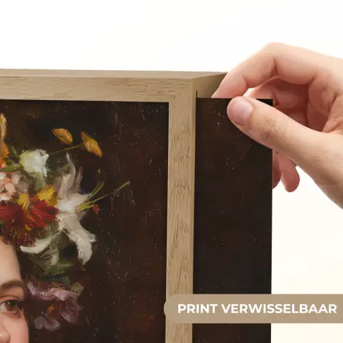 Portret - Vrouw - Bloemen Light Box met batterij (Wandlamp) middel -USP_websiteprintNL