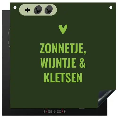 Donkergroen - Quote - Zon - Zomer Inductie beschemer met haakjes middel -3d