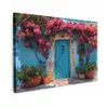 Deur - Hout - Bloemen - Blauw canvas 2cm klein -z3d