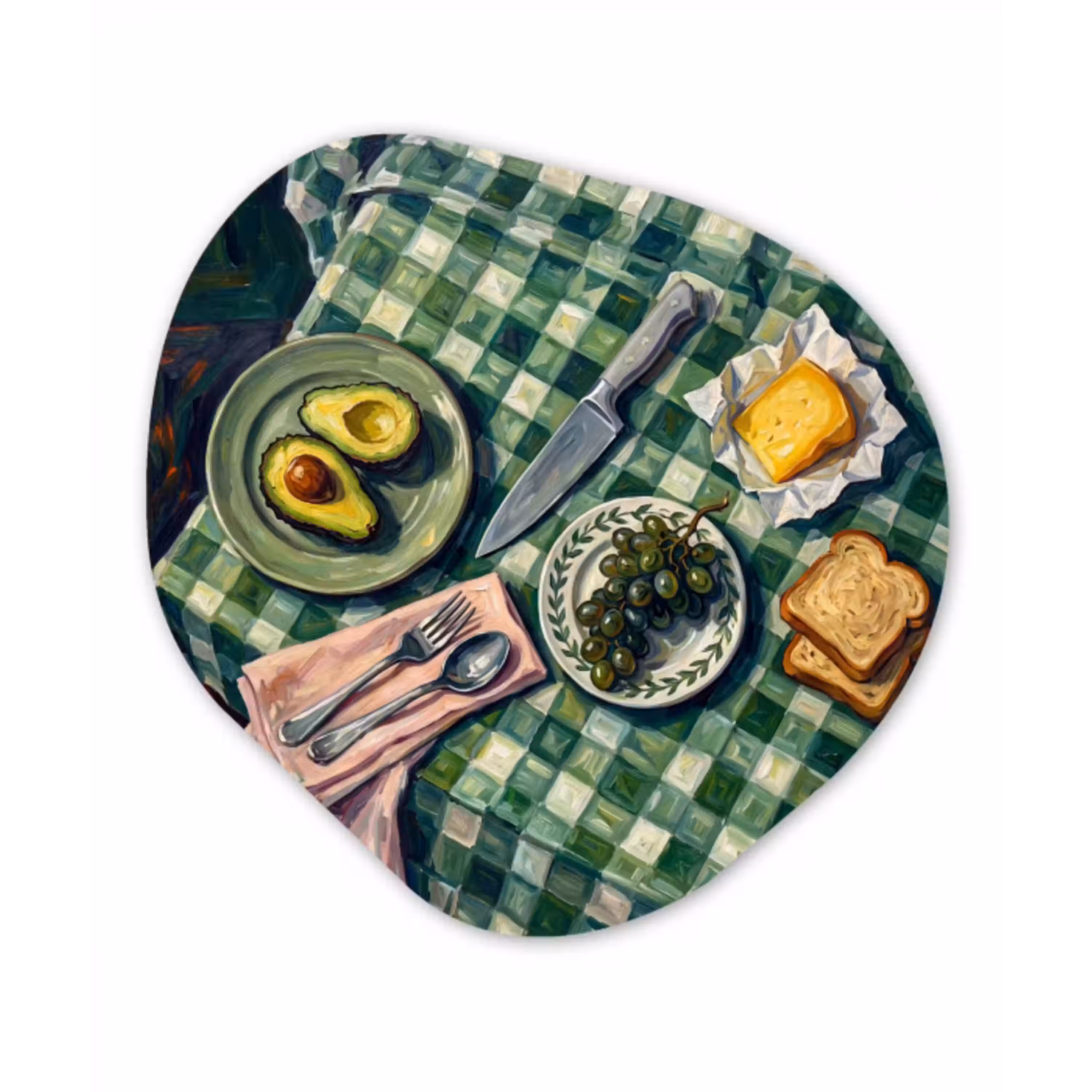 Eten - Ontbijt - Tafel - Modern - Groen Wandcirkel Organisch Aluminium middel -3d