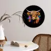 Schotse Hooglander - Graffiti - Kleurrijk - Bloem - Dieren Wandcirkel kunststof plaat 5mm dik klein -sfeer4