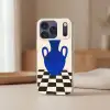 Vaas - Blauw - Geblokt - Modern Telefoonhoesje iPhone 17 Pro Max klein -sfeer2