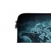 Wereldkaart - Bliksem - Blauw laptophoes neopreen klein -detail