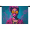 Vrouw - Kauwgom - Zonnebril - Oranje Wandkleed katoen klein -zz3d