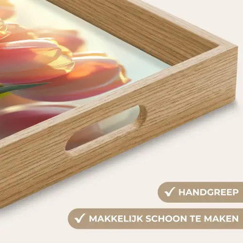 Tulpen - Roze - Zonnestralen Dienblad Rechthoek middel -USP_HandgreepNL