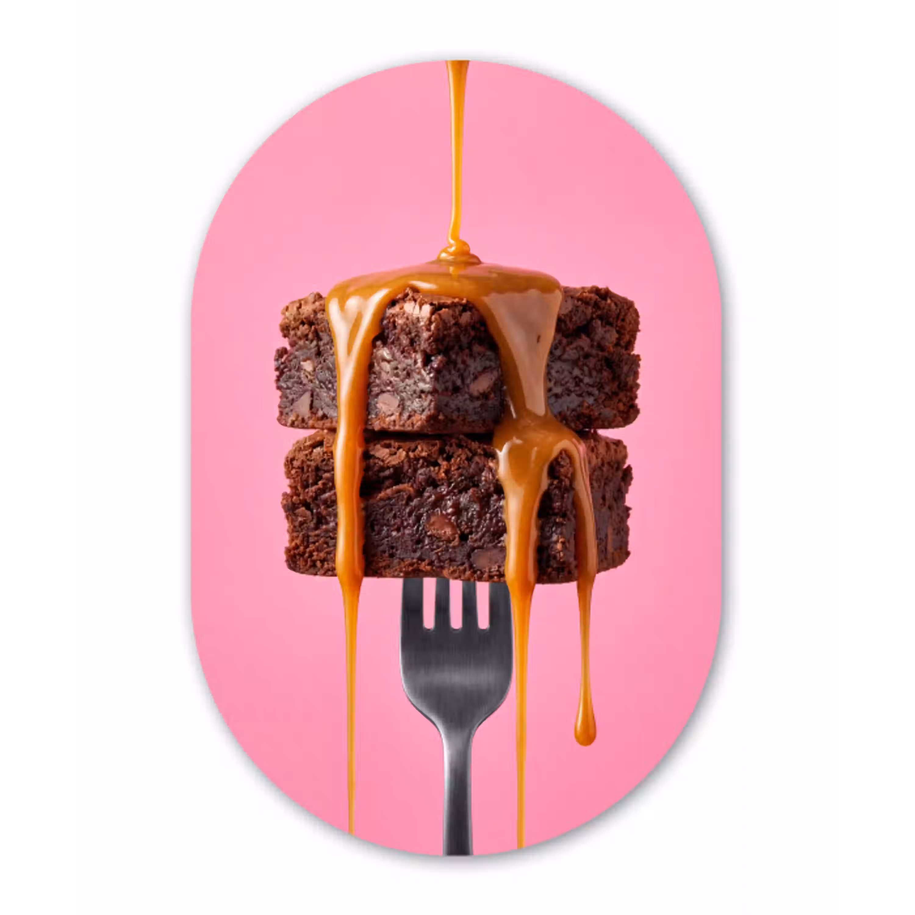 Brownie - Karamel - Eten Wandcirkel Ovaal Aluminium middel -3d