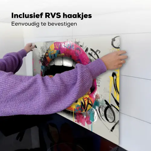 Lippen - Graffiti - Expressief Inductie beschemer met haakjes middel -ky-ophangen-nl