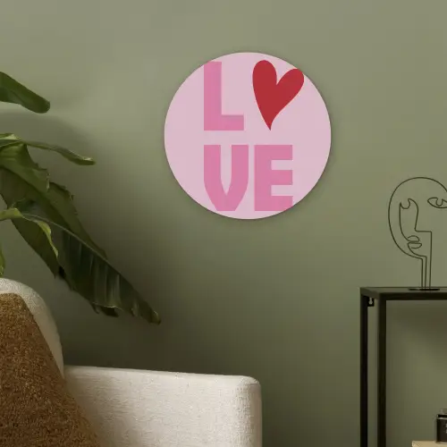 Love - Roze - Hart - Valentijn Akoestische PET Vilt - Rond klein -sfeer2