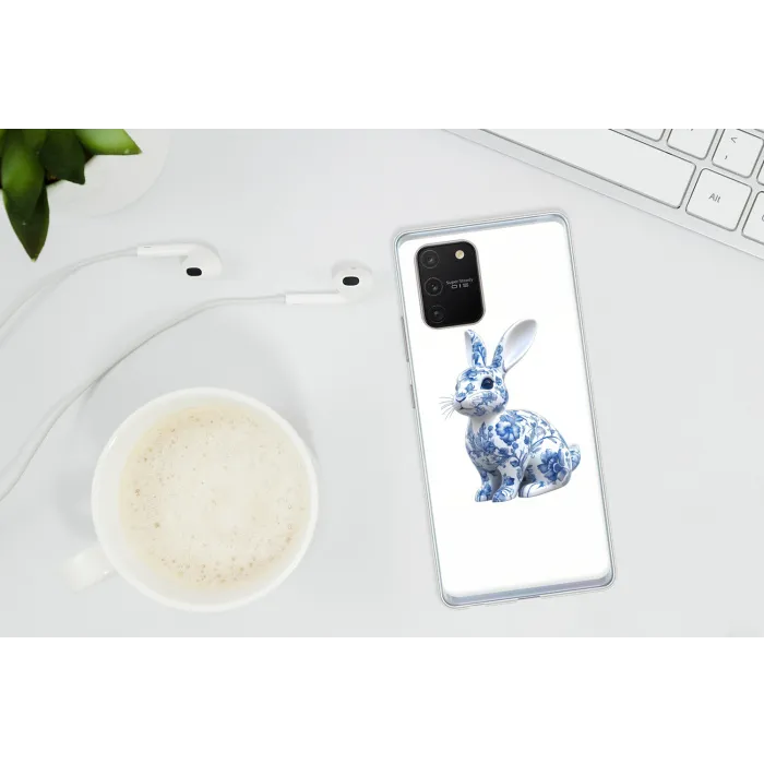 Delftsblauw - Haasje - Wit Telefoonhoesje Samsung Galaxy S10 Lite klein -oordopS10Lite