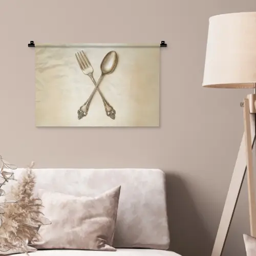 Beige - Vintage - Bestek Wandkleed katoen klein -sfeer4