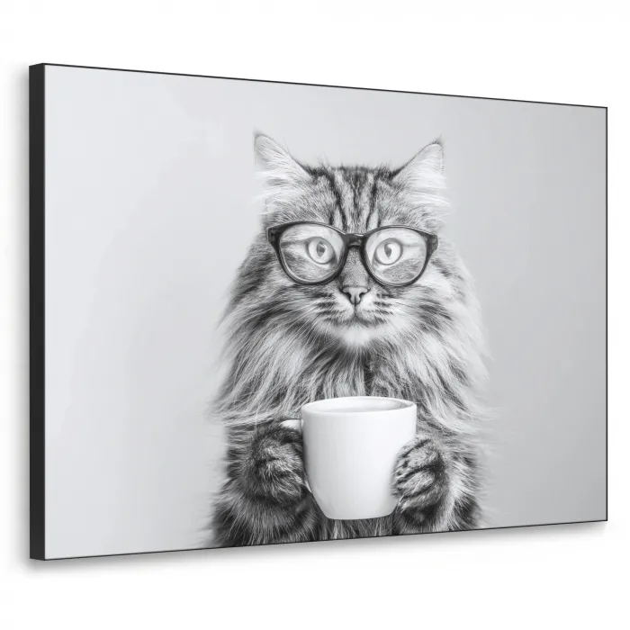 Kat - Bril - Mok - Pluizig Textielframe - compleet frame klein -3d