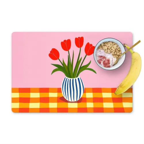 Tulpen - Roze - Vaas Placemat vinyl groot -zzzproduct_Kitchenyeah-website
