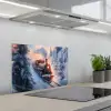 Kersttrein - Sneeuw - Winter - Kerst keuken achterwand spatscherm klein -3d_schuin